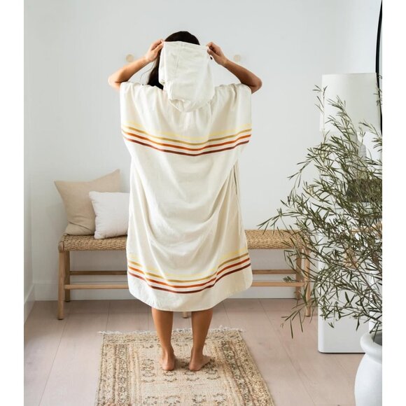 Sand Cloud Border Classic Stripe Poncho unisex One size Hoodie & Pockets Cotton - Picture 9 of 11
